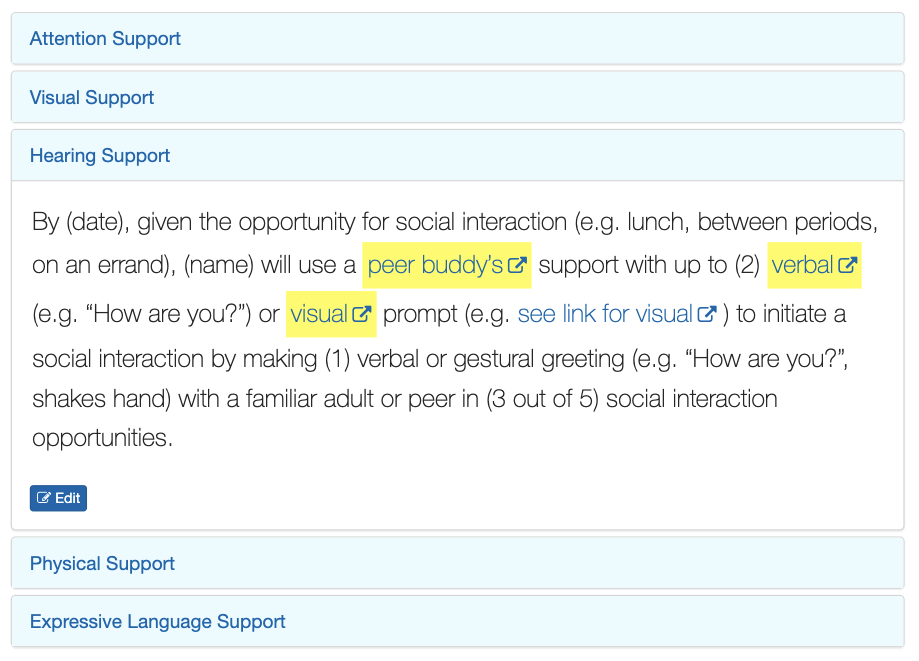 Example Alternate Academic and Life Skills Instructional Content Page